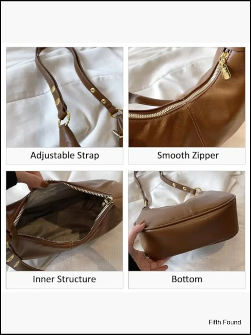 Small Crescent Hobo Bag Faux Leather Crossbody Purse